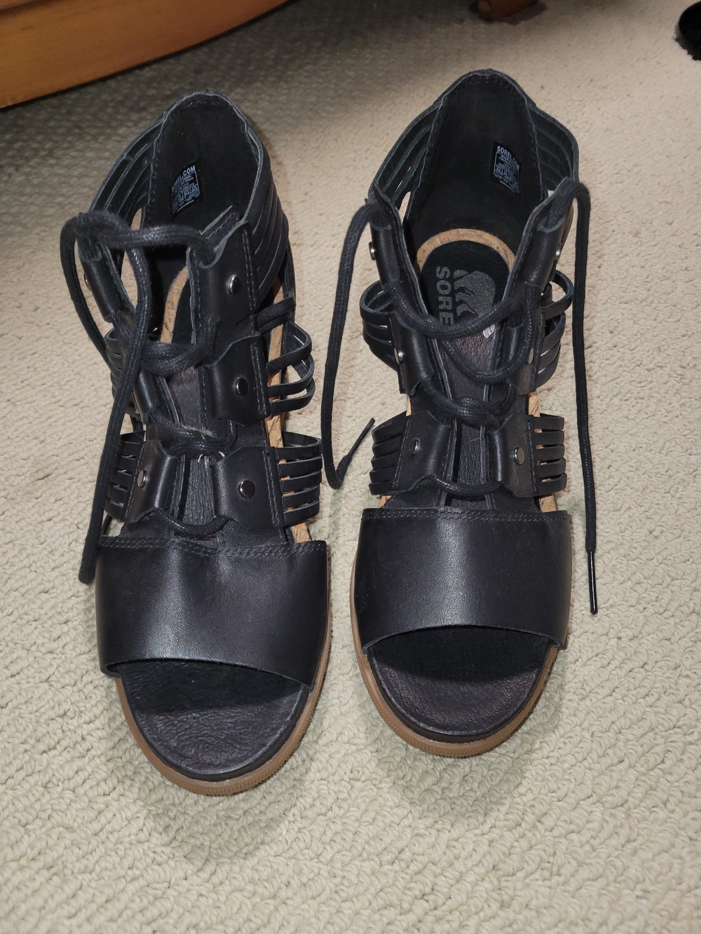 SOREL Women’s Black Lace-Up Gladiator Sandals